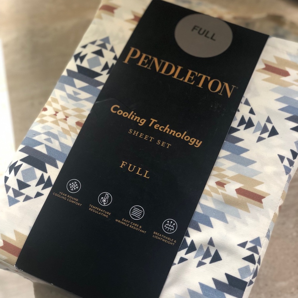 Pendleton full Peak Canyon Cooling Sheet Set Blue Geometric Southwestern NEW